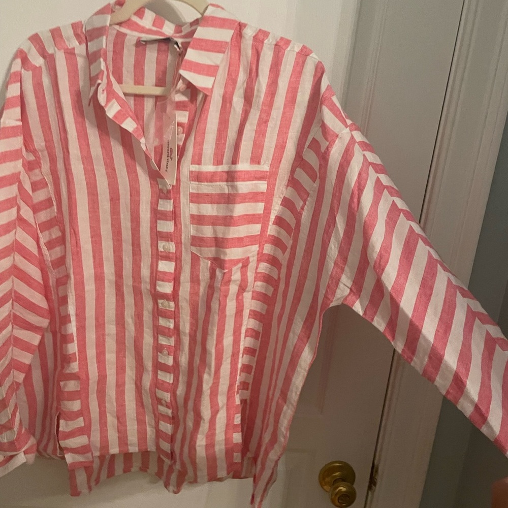 worn once - vineyard vines linen shirt size 8